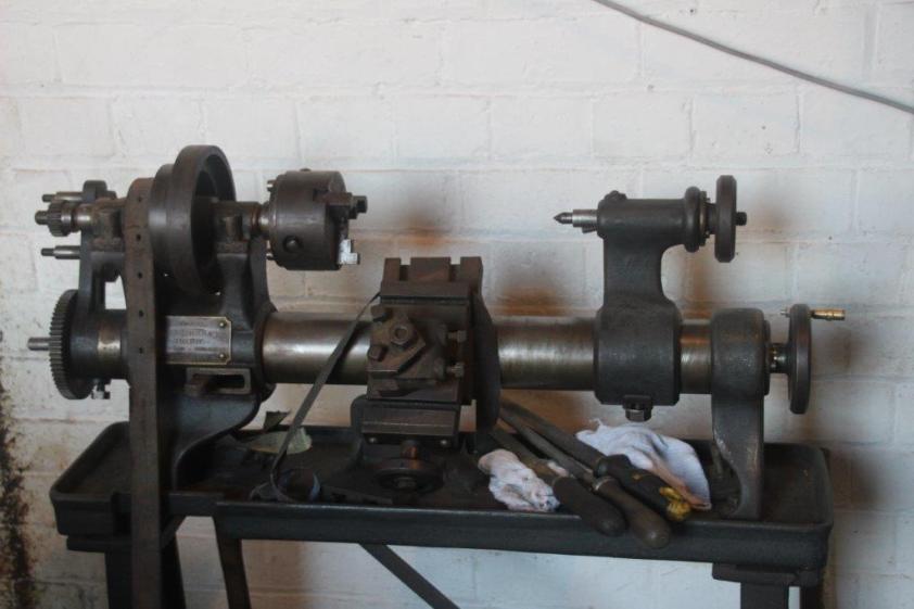 Drummond lathe before restoration.